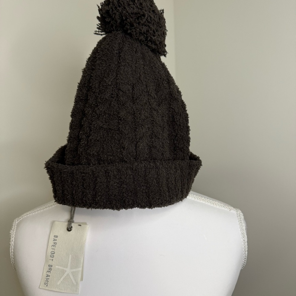 Barefoot Dreams Dark Brown Cable Knit Beanie